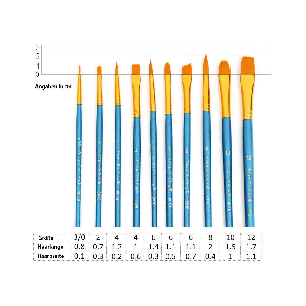 10er Premium Pinselset – verschiedene Grössen und Formen - Artyroom