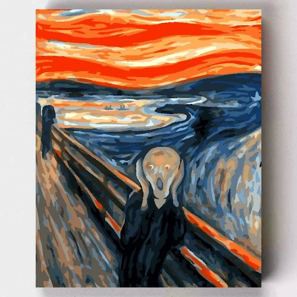 DIY Malen nach Zahlen – Edvard Munchs Meisterwerk „Der Schrei“ als leuchtendes Kunstmotiv auf Leinwand selber malen – nur bei Artyroom.shop