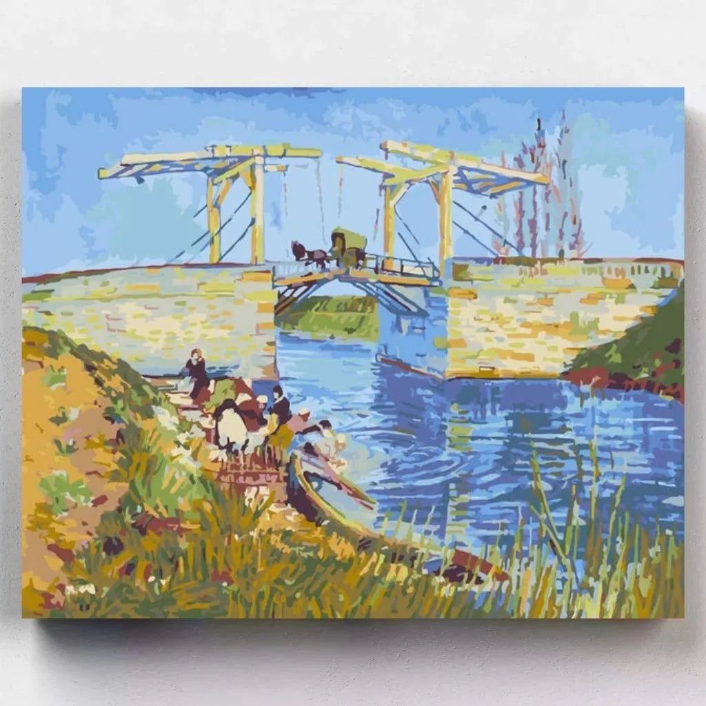 DIY Malen nach Zahlen – Van Goghs Brücke von Langlois mit Wäscherinnen auf Leinwand malen – Kunstklassiker für Zuhause – Artyroom.shop