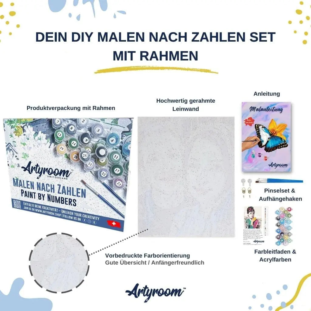 Artyroom Produktverpackung DIY Malen nach Zahlen Set mit Rahmen