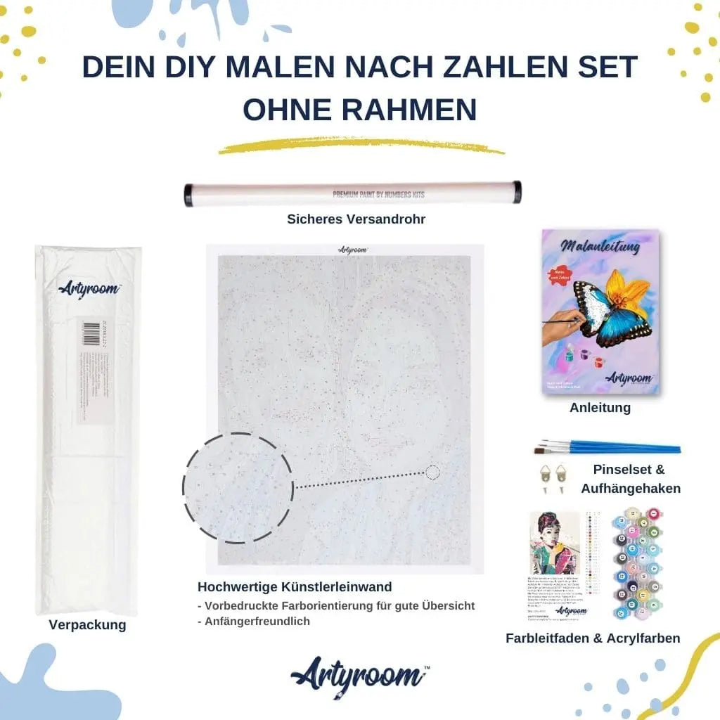 Malen nach Zahlen - Fröhlicher Elefant mit Brille - Artyroom