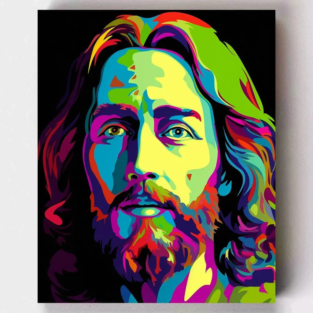DIY Malen nach Zahlen – Ikonisches Pop Art Jesus Porträt auf Leinwand malen – farbenfrohe Spiritualität & moderne Ausdruckskraft – exklusiv bei Artyroom.shop
