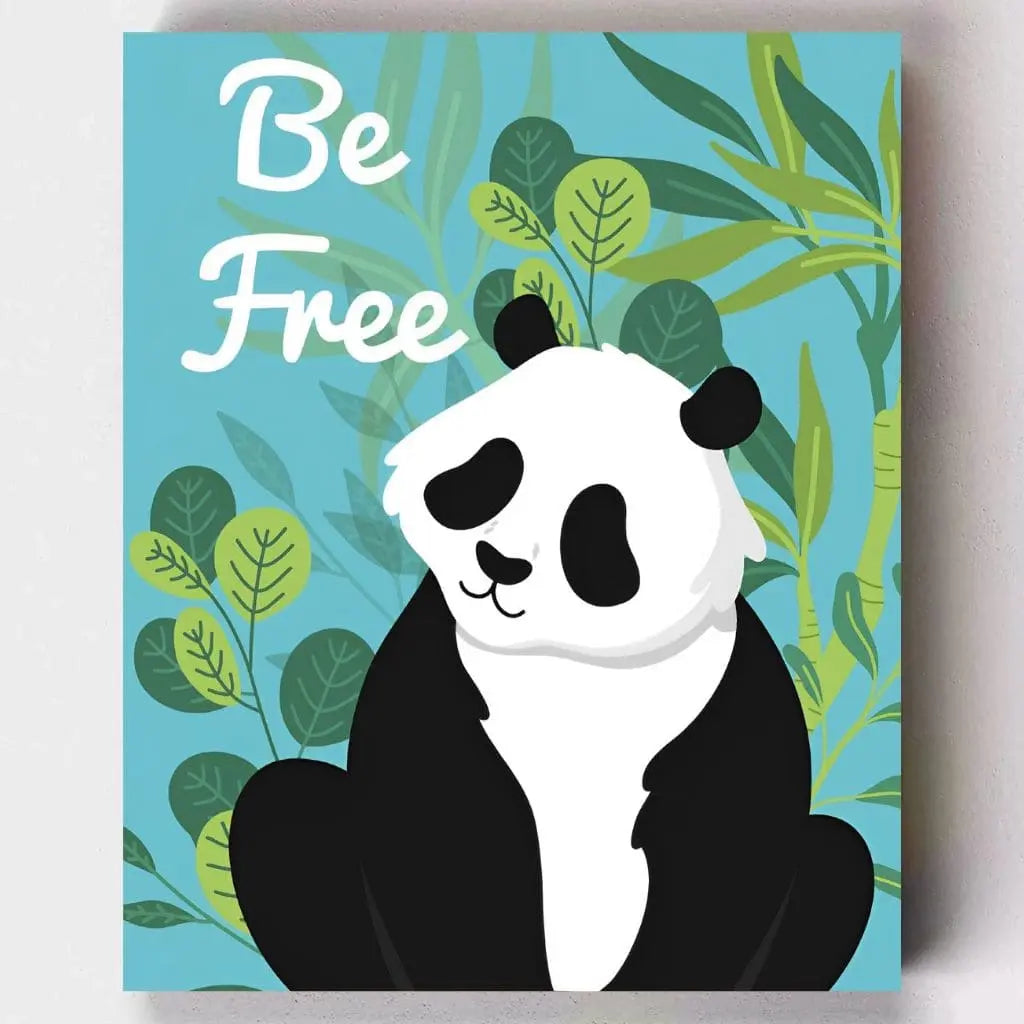 DIY Malen nach Zahlen – Süßer Panda mit „Be Free“-Botschaft auf Leinwand malen – perfekt für Kinder & kleine Panda-Fans – nur bei Artyroom.shop