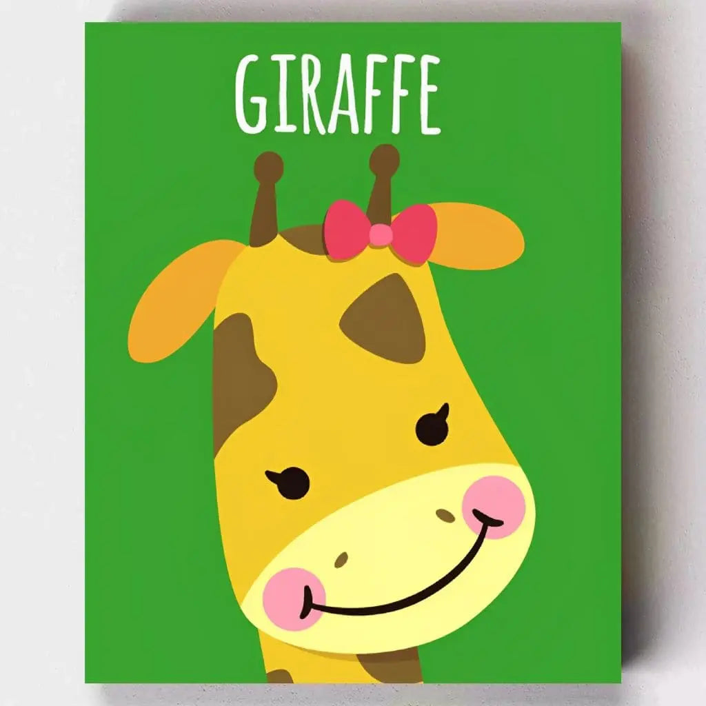 DIY Malen nach Zahlen – Fröhliche Giraffe mit Schleife für Kinder auf Leinwand malen – Spaß & Kreativität für kleine Tierfreunde – nur bei Artyroom.shop