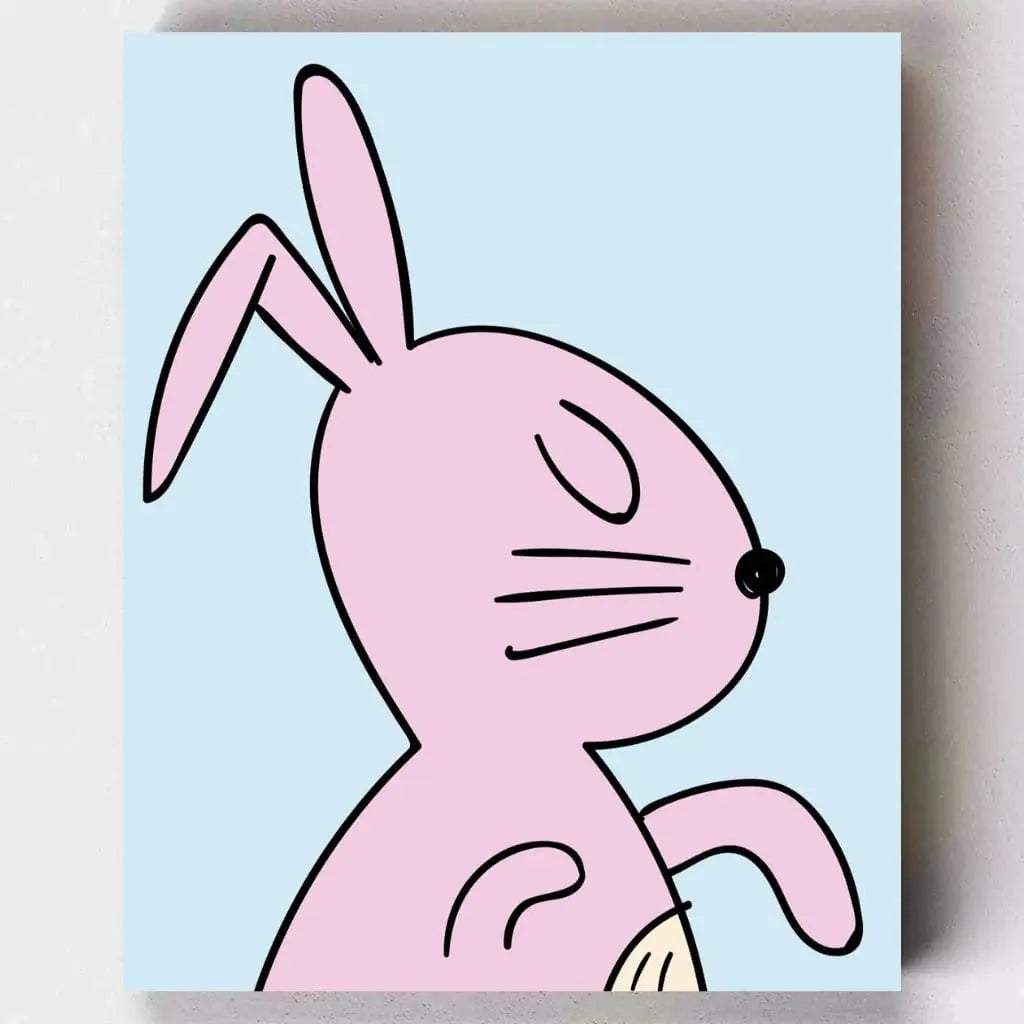 DIY Malen nach Zahlen – Frecher rosa Hase mit cooler Pose auf Leinwand malen – für Kinder mit Charakter & Kreativität – nur bei Artyroom.shop