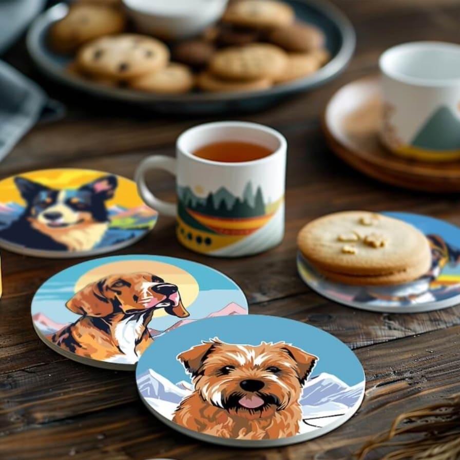 DIY Malen nach Zahlen – Süsse Hunde-Portraits auf Untersetzer malen mit Acrylfarben, Anleitung & Pinsel – kreative Tischdeko für Hundefans – nur bei Artyroom.shop