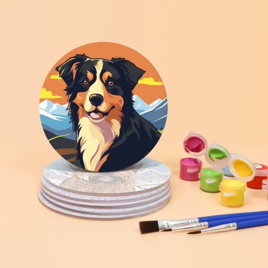 DIY Malen nach Zahlen – Süsse Hunde-Portraits auf Untersetzer malen mit Acrylfarben, Anleitung & Pinsel – kreative Tischdeko für Hundefans – nur bei Artyroom.shop