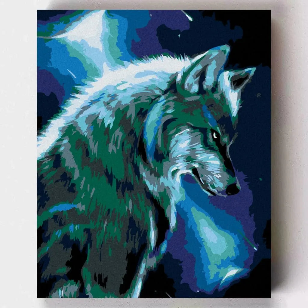 DIY Malen nach Zahlen – Mystischer Wolf unter Polarlichtern auf Leinwand malen und entspannen – exklusives Naturmotiv mit Tiefe & Wildheit – nur bei Artyroom.shop
