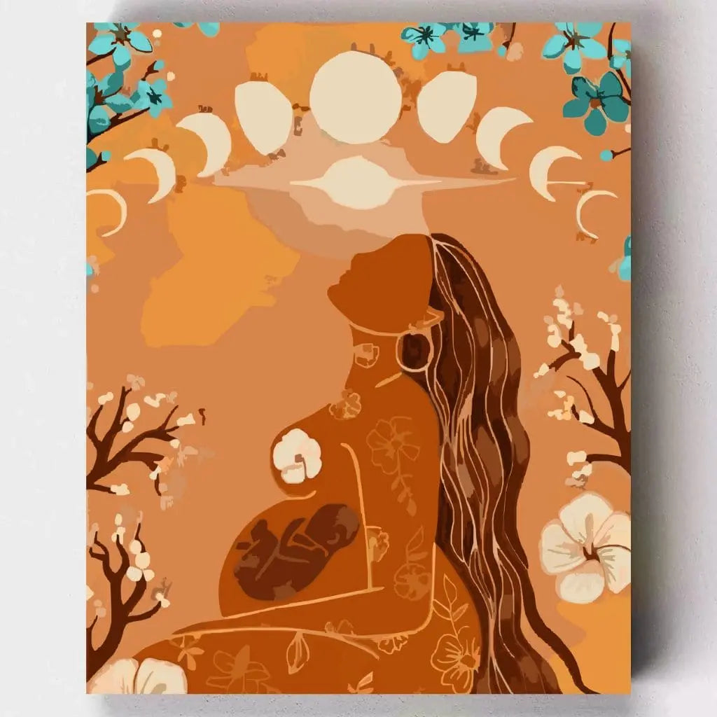 DIY Malen nach Zahlen – Zyklus des Lebens mit Schwangerschaft & Mondphasen – Artyroom.shop