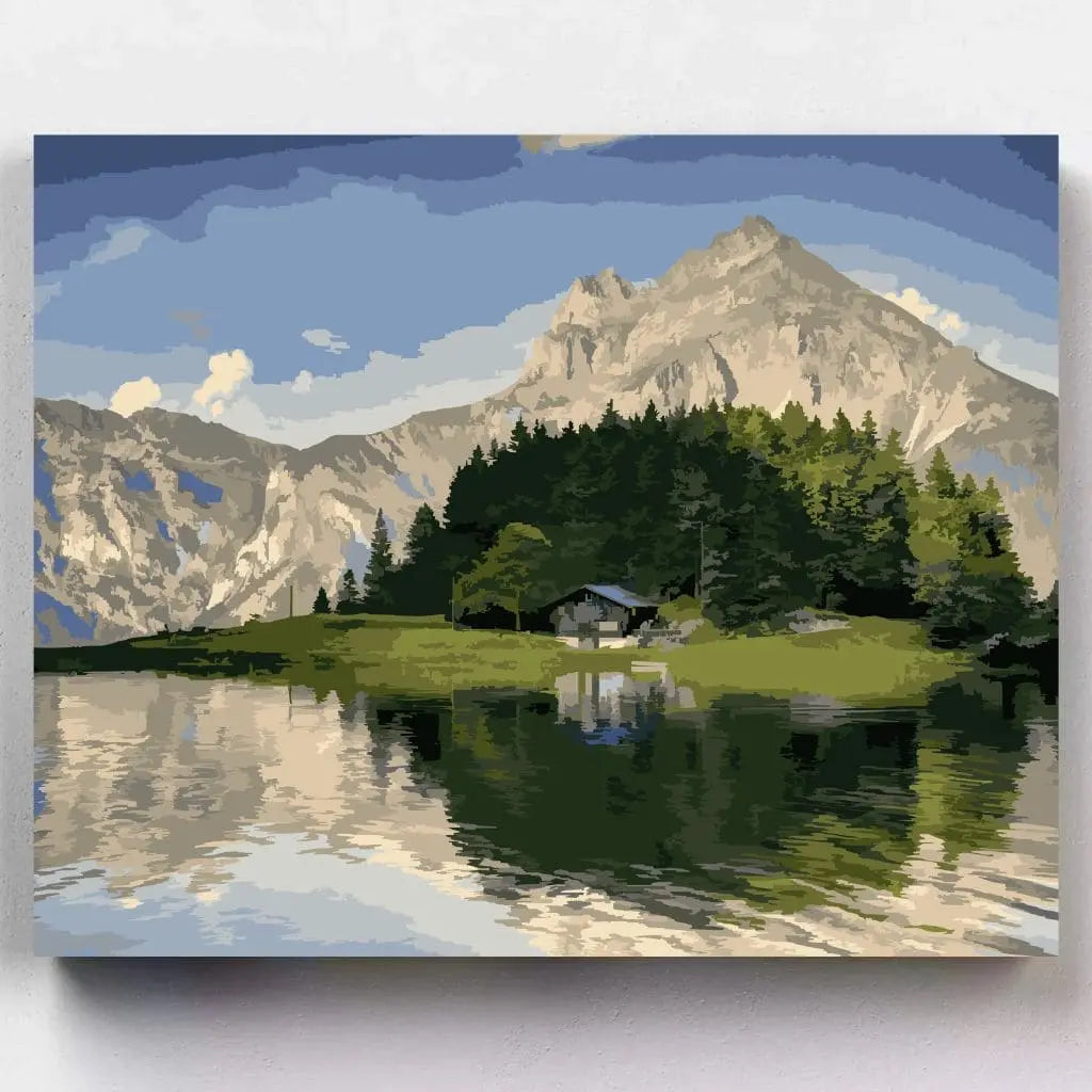 THISIT Malen Nach Zahlen 'Schweiz Alpen' – 40x50 Cm Leinwand-Set Mit Acrylfarben & Pinseln Für Erwachsene & Kinder