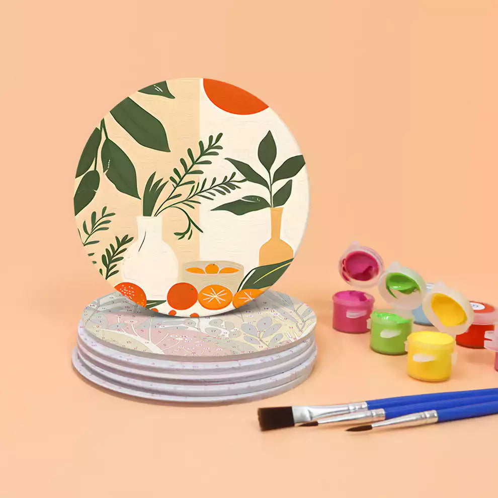 DIY Malen nach Zahlen – Herbstliche Untersetzer mit Blättern & Naturmotiven gestalten – inkl. Acrylfarben, Anleitung & Pinsel – kreative Tischdeko selber machen – nur bei Artyroom.shop