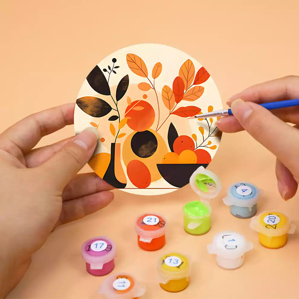 DIY Malen nach Zahlen – Herbstliche Untersetzer mit Blättern & Naturmotiven gestalten – inkl. Acrylfarben, Anleitung & Pinsel – kreative Tischdeko selber machen – nur bei Artyroom.shop