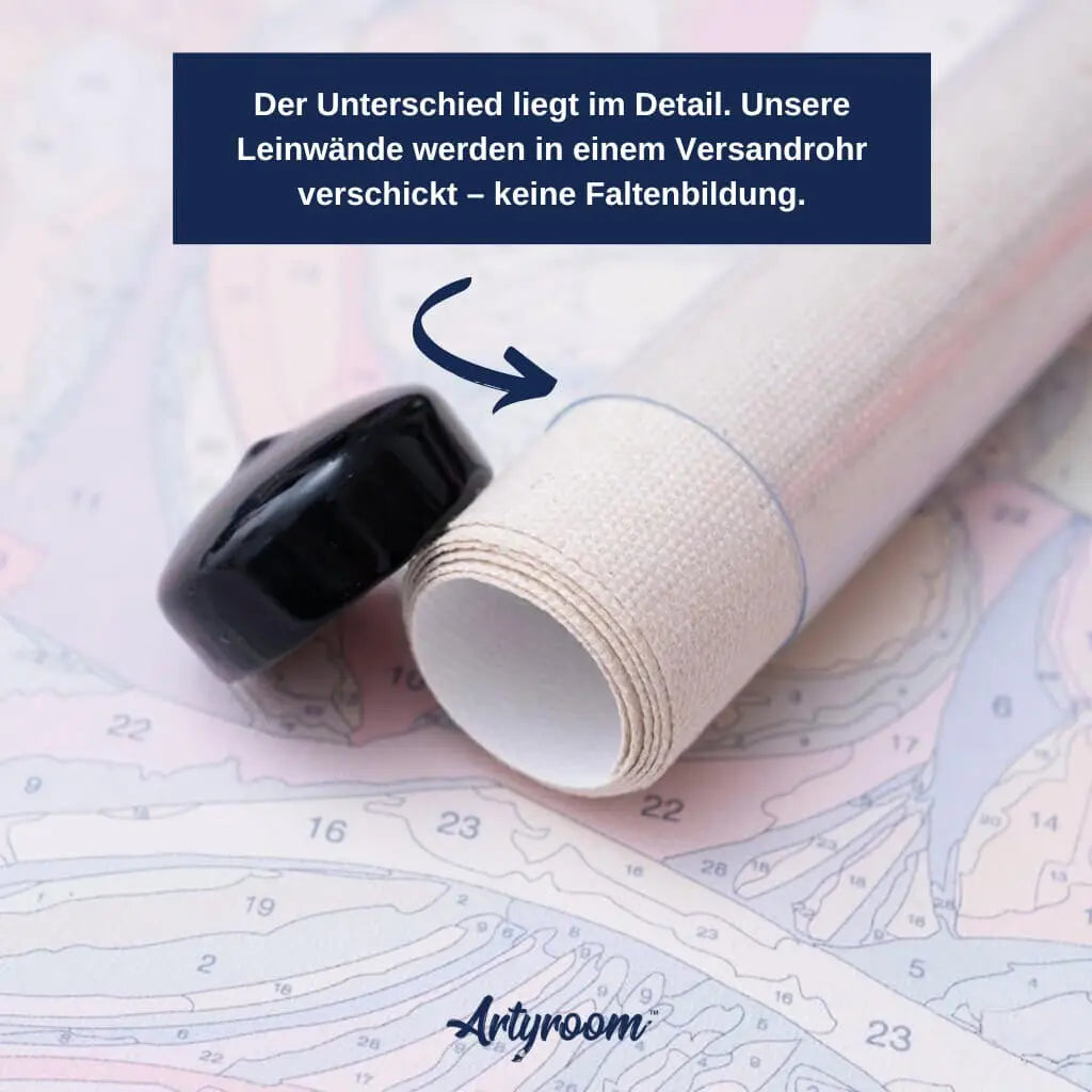 Leinwand im Versandrohr für knitterfreien Versand – keine Faltenbildung beim Malen nach Zahlen Set – Artyroom Switzerland