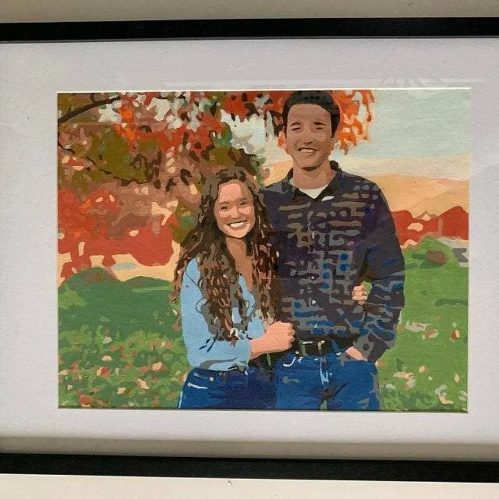 DIY Malen nach Zahlen – Pärchen im herbstlichen Park als persönliches Gemälde auf Leinwand – Geschenkidee für Verliebte & besondere Erinnerungen – Artyroom.shop