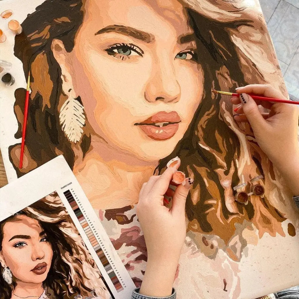DIY Malen nach Zahlen – Persönliches Frauenportrait als Kunstwerk auf Leinwand malen – stilvolles Fotogeschenk & kreative Auszeit – exklusiv bei Artyroom.shop
