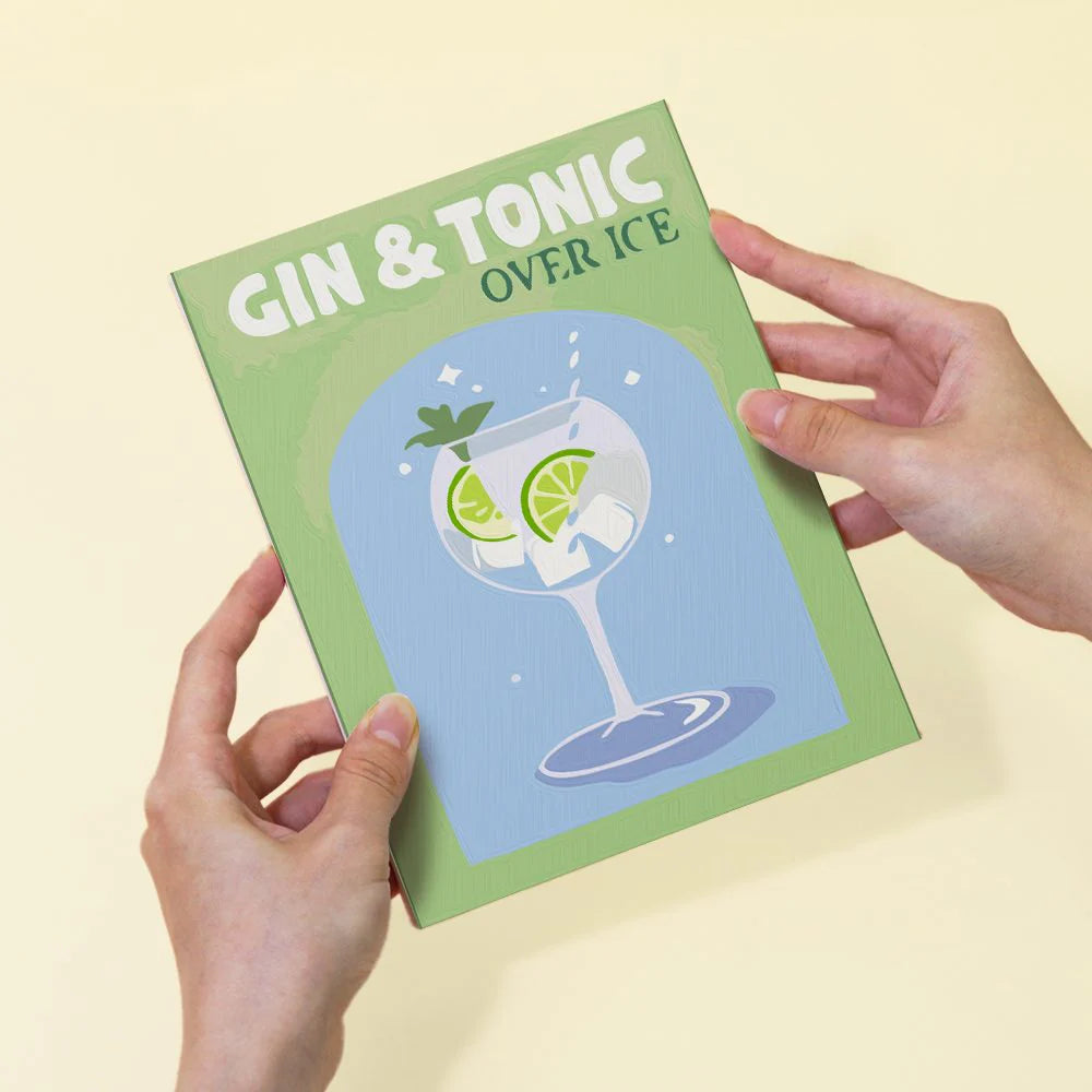 DIY Malen nach Zahlen – Gin & Tonic Cocktail auf Mini-Leinwand malen – frisches Sommermotiv für entspannte Kreativmomente – nur bei Artyroom.shop