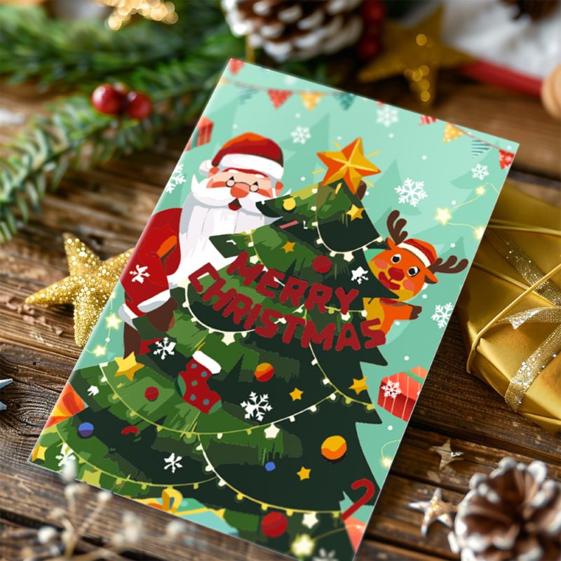 DIY Malen nach Zahlen – Weihnachtskarten mit Tannenbaum, Geschenken & Santa auf hochwertigem Papier gestalten – kreative Grüsse selber malen – nur bei Artyroom.shop