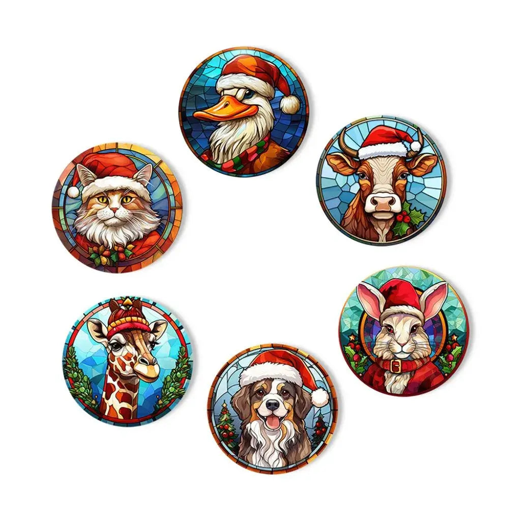 DIY Malen nach Zahlen – Weihnachts-Untersetzer mit Hase, Hund, Katze, Giraffe & Ente im Weihnachtsmannkonstüm gestalten – festliche Tiermotive als Deko & Geschenkidee für Tierfreunde und Winterfans – nur bei Artyroom.shop