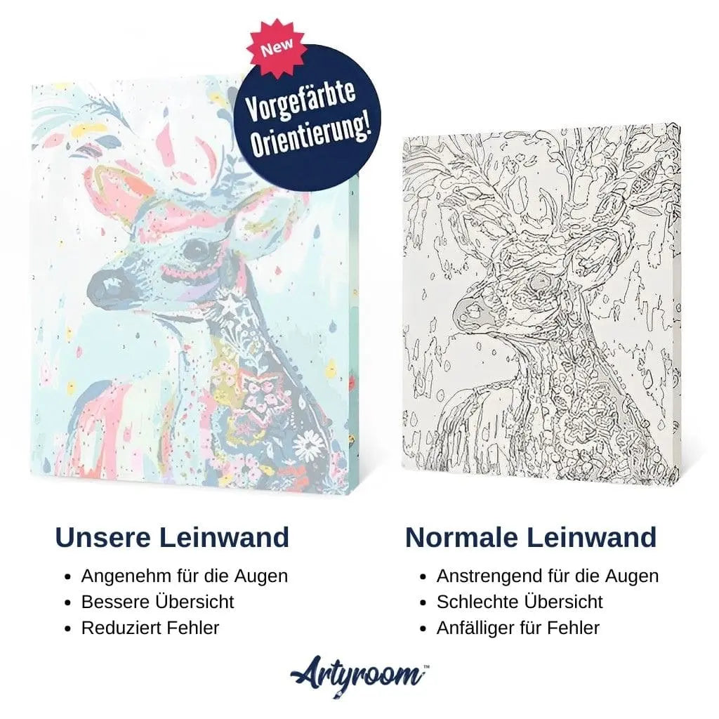 Malen nach Zahlen - Fröhlicher Elefant mit Brille - Artyroom