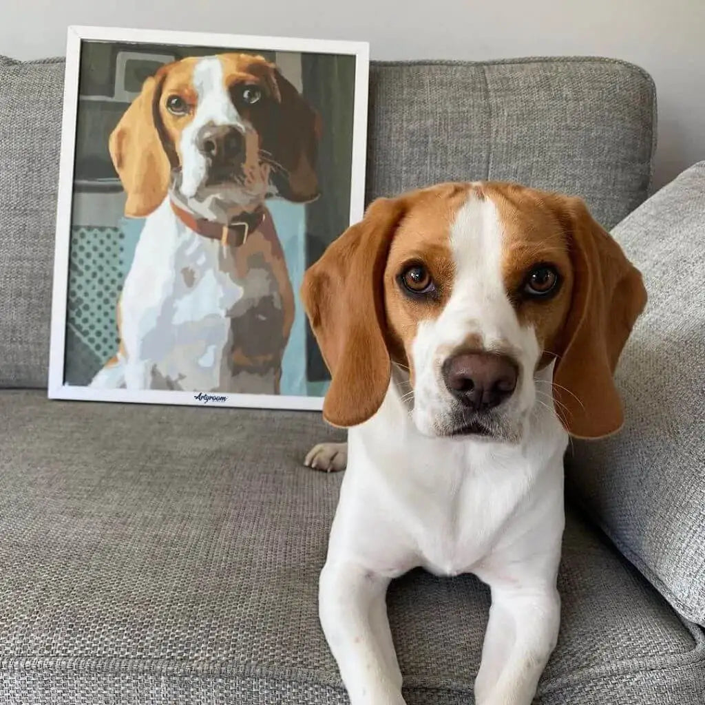 DIY Malen nach Zahlen – Beagle vom eigenen Foto als Leinwandbild malen – personalisiertes Hundeporträt für Haustierfreunde – emotionales Geschenk – nur bei Artyroom.shop