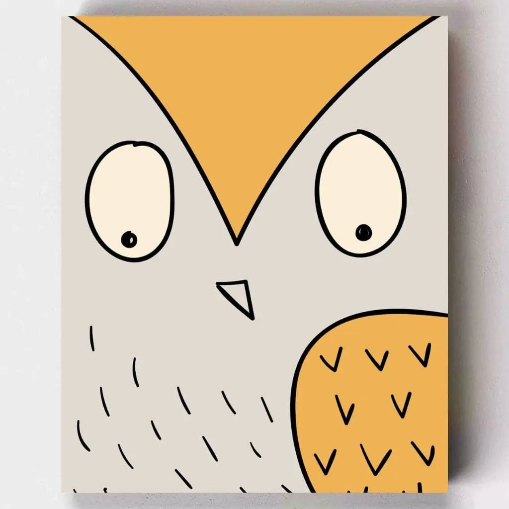 DIY Malen nach Zahlen – Comicartige Eule mit großen Augen auf Leinwand malen – für Kinder & kreative Tierfreunde – nur bei Artyroom.shop