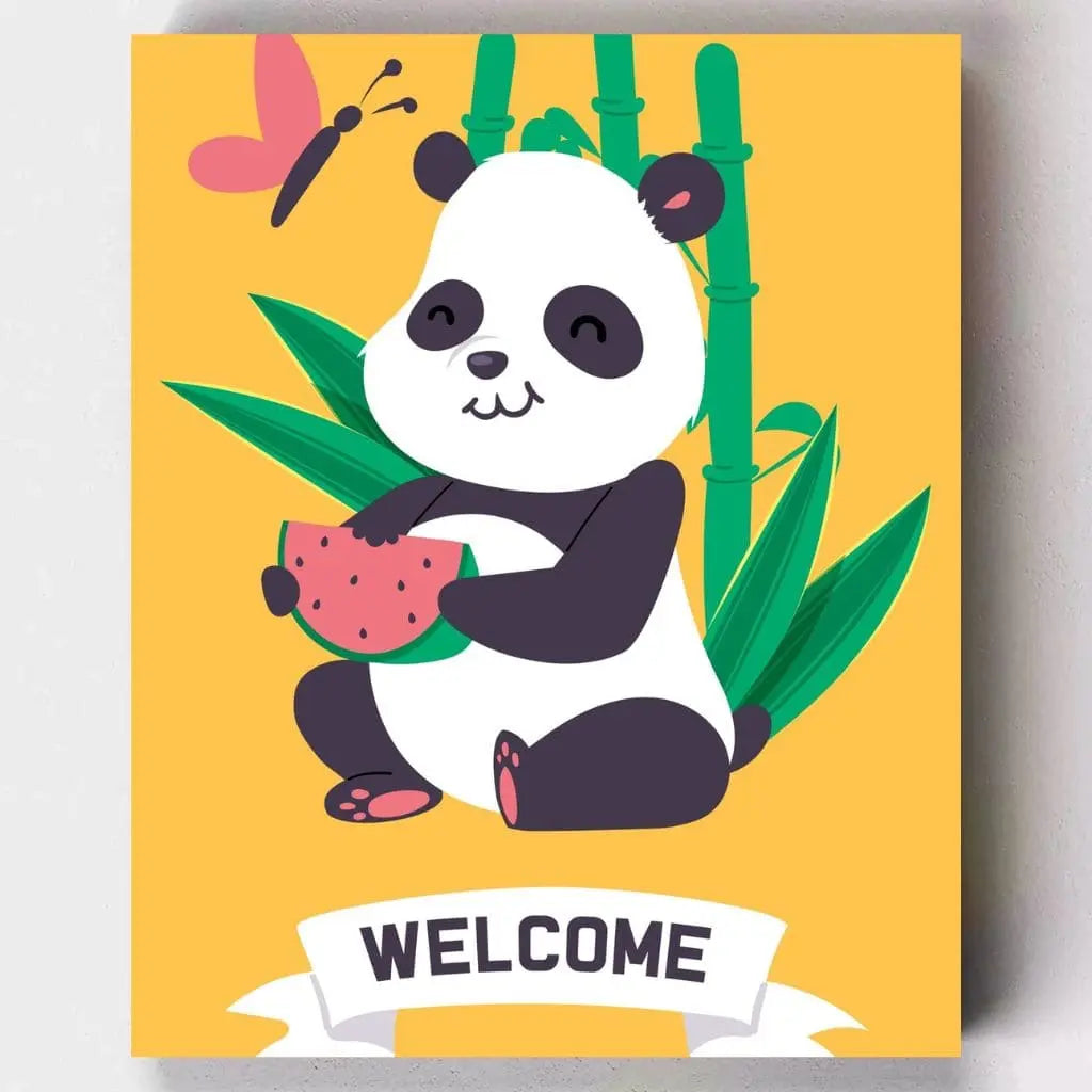 Malen nach Zahlen - Welcome Panda mit Wassermelone - Artyroom