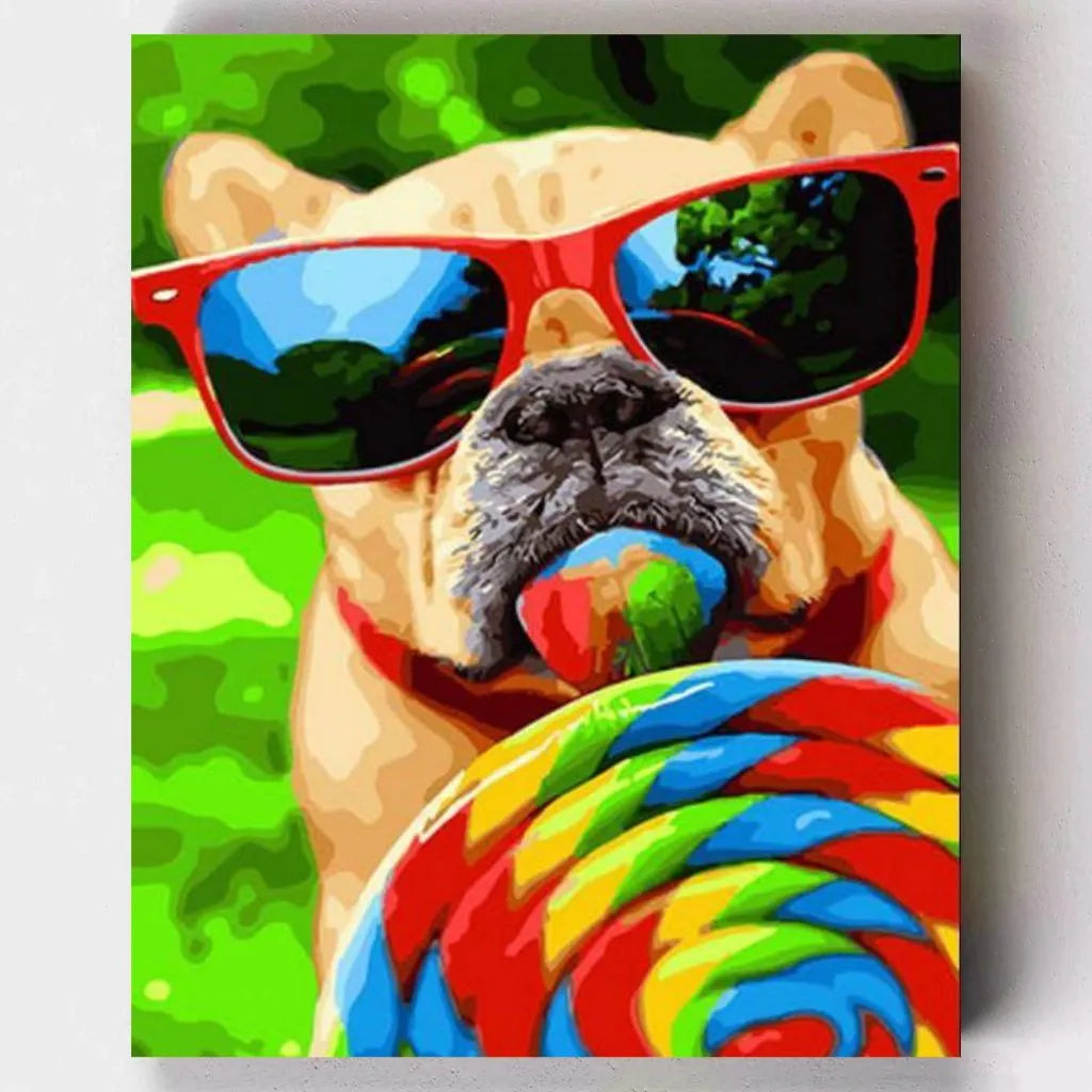 Malen nach Zahlen - Lollipop Dog mit Sonnenbrille - Artyroom