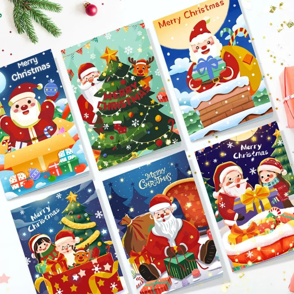 DIY Malen nach Zahlen – Weihnachtskarten mit Tannenbaum, Geschenken & Santa auf hochwertigem Papier gestalten – kreative Grüsse selber malen – nur bei Artyroom.shop