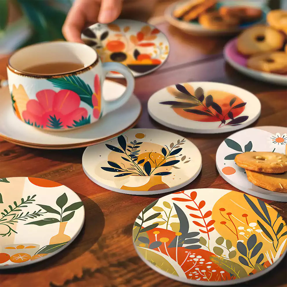 DIY Malen nach Zahlen – Herbstliche Untersetzer mit Blättern & Naturmotiven gestalten – inkl. Acrylfarben, Anleitung & Pinsel – kreative Tischdeko selber machen – nur bei Artyroom.shop