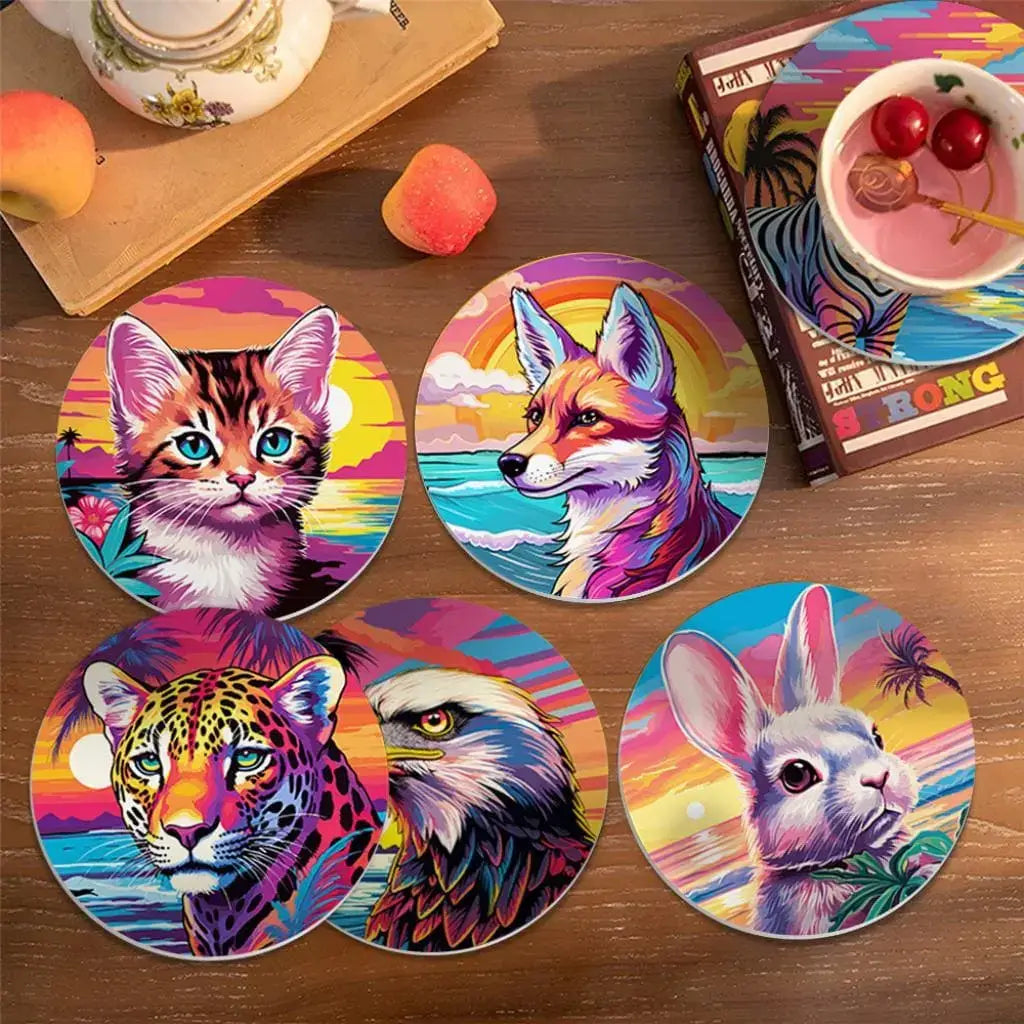 DIY Malen nach Zahlen – Tierische Acryl-Untersetzer bemalen mit Panther, Fuchs, Katze, Adler, Hase & Co. – bunte Tischdeko zum Selbergestalten – nur bei Artyroom.shop